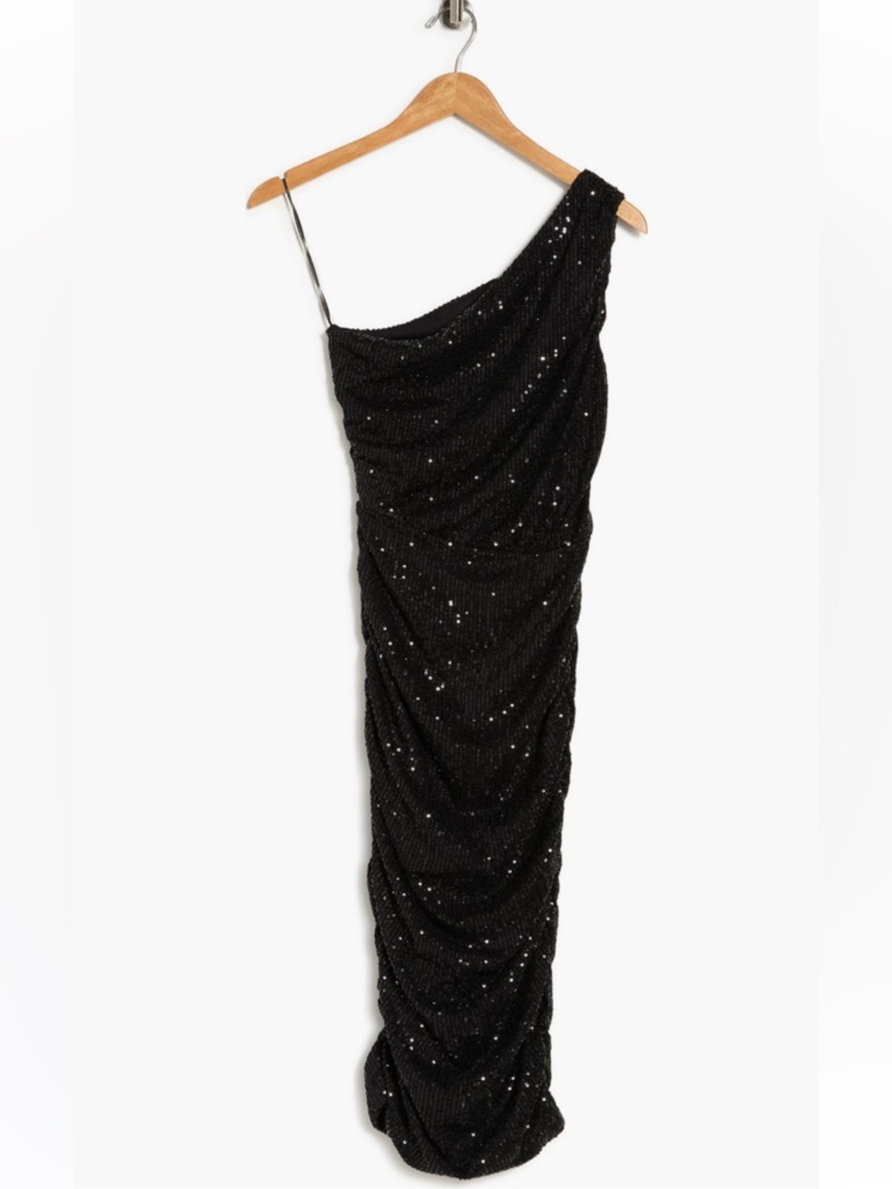 Love By Design Black Sequin One-Shoulder Midi Dress NWT - Picture 3 of 3